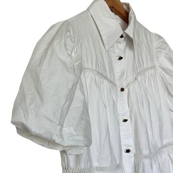 NWT Impressions Sunday Stroll S white cotton Sundress mini babydoll dress - Picture 12 of 13